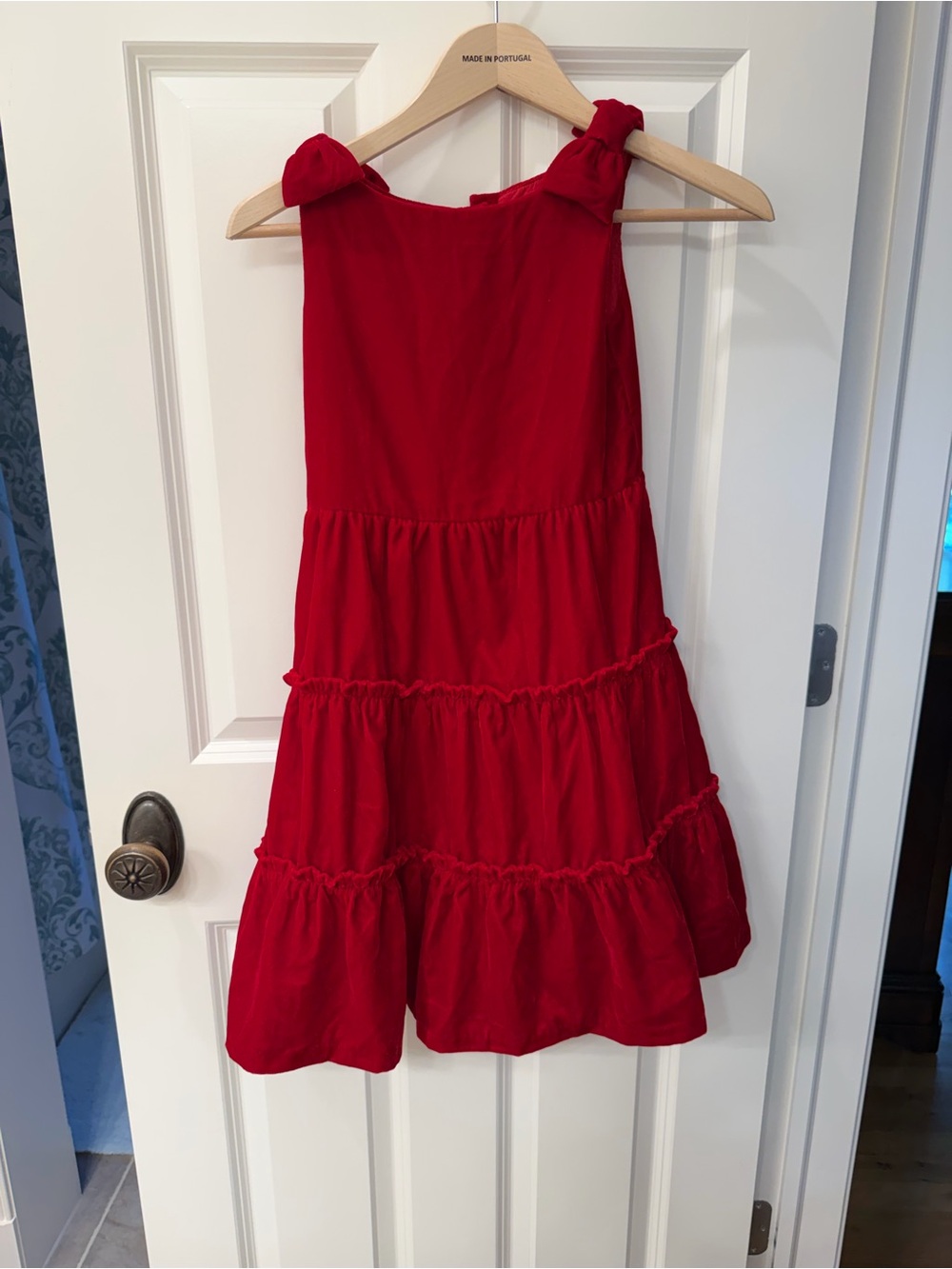 Janie and Jack Red Tiered Knot-Shoulder Holiday Dress